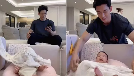 王家梁拿巾子蓋4個月女兒臉被出征　網友痛批太危險