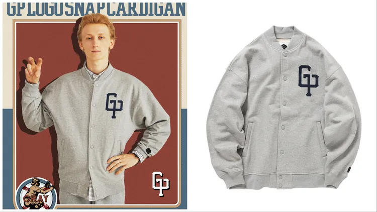 GP LOGO SWEAT SNAP CARDIGAN（灰），4450元。品牌提供