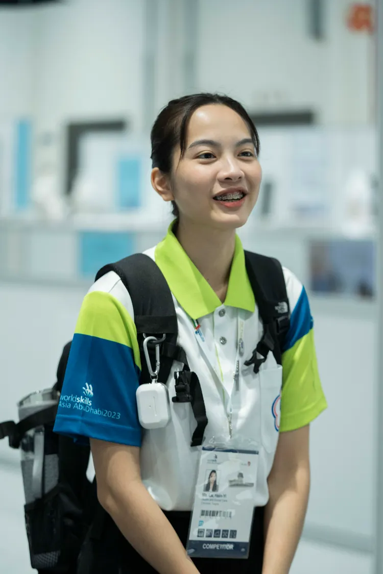 就讀國立台北護理健康大學的健康照顧類選手賴欣儀。OPEN技職提供