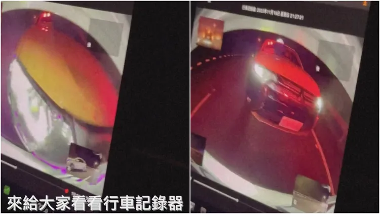 車尾行車記錄器有拍到遭撞擊驚魂瞬間。翻攝自奎丁IG