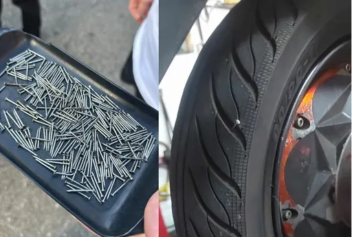 「撒釘怪客」警方鎖定這輛車 他衰爆一次中7根!居民掃出上百根鐵釘