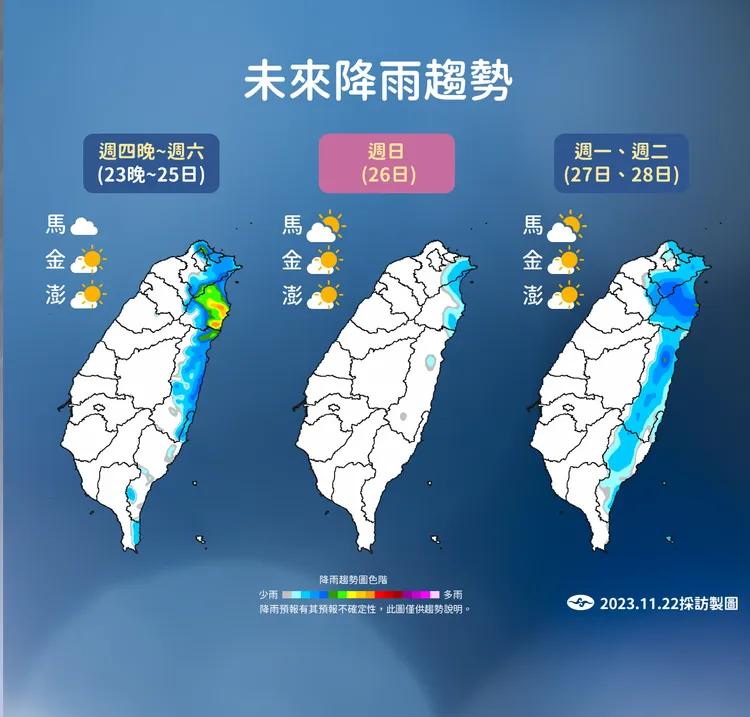 未來降雨趨勢。氣象署提供