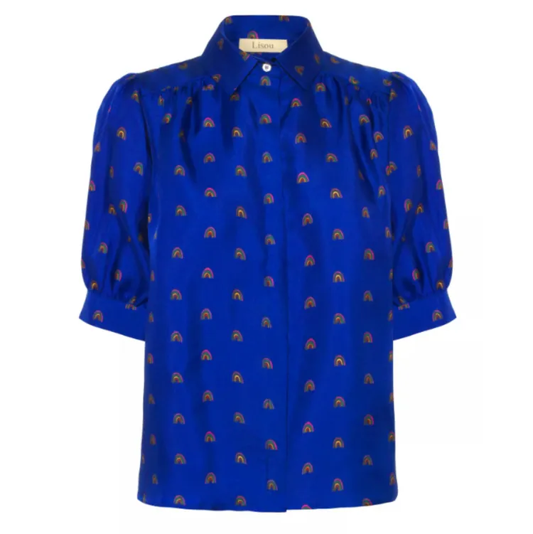 Lisou藍色彩虹印花襯衫要價約1萬2000元台幣。翻攝katemiddletonstyle.org