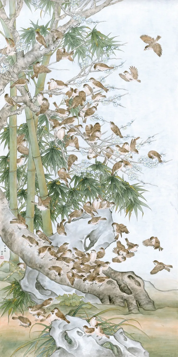 「百爵圖」寓意著加官晉爵，以6.5萬元港幣拍出。王錡宣提供