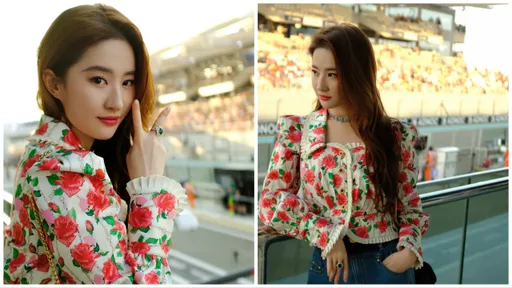 「神仙姐姐」穿越現代成港風美女　劉亦菲穿「大紅花」飄仙氣