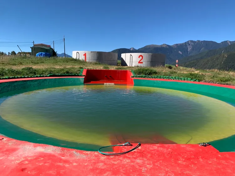 大甲溪事業區第44林班色彩繽紛蓄水池及水塔。林業保育署台中分署提供