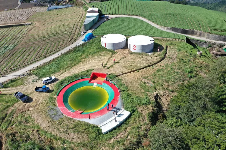 大甲溪事業區第44林班一座360噸的空中用取水池及2座300噸水塔。林業保育署台中分署提供