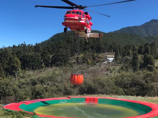 全台最亮眼森林防火蓄水池完工 取水灌救只需2分鐘!大幅節省直升機搶救時間
