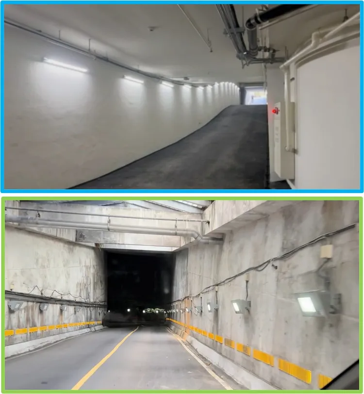 陳怡君對比大巨蛋停車道和議會停車道。陳怡君提供