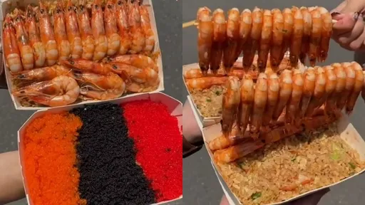 超狂!台南痛風系「蝦爆蛋炒飯」 18隻去殼鋪好鋪滿