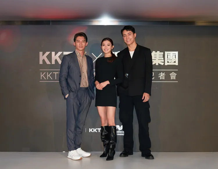 温昇豪（左起）、周智慧、鄧偉德介紹即將在專區播出的作品。KKTV提供