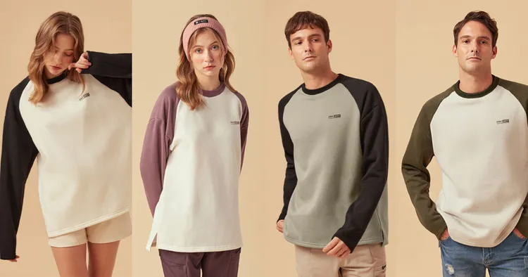 ▲永遠不退流行的撞色大學T，簡單穿搭就能年輕有型！