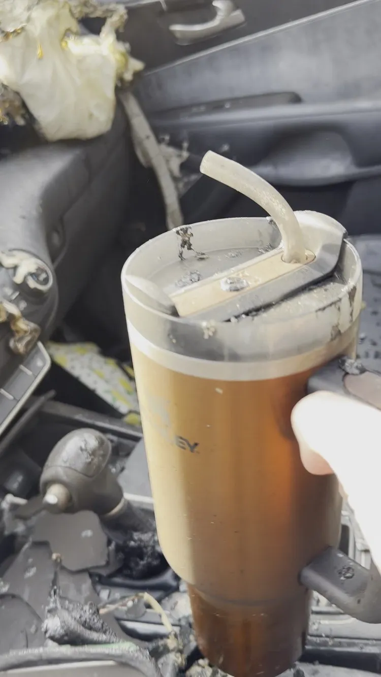 保溫杯外表幾乎沒有什麼損傷。翻攝自抖音帳號danimarielettering