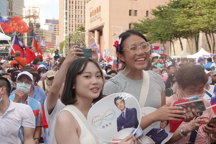 現場藍營支持者。江孟謙攝
