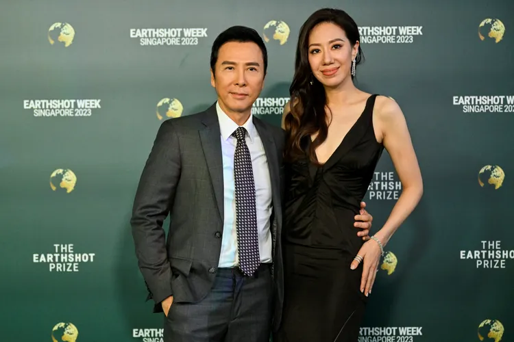 港星甄子丹夫婦。路透社