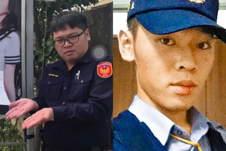 彰化「仙女棒插屁」警2014年剛畢業時，還是個小鮮肉，不要懷疑，畫面中的2個人真的是同一個人。設計畫面