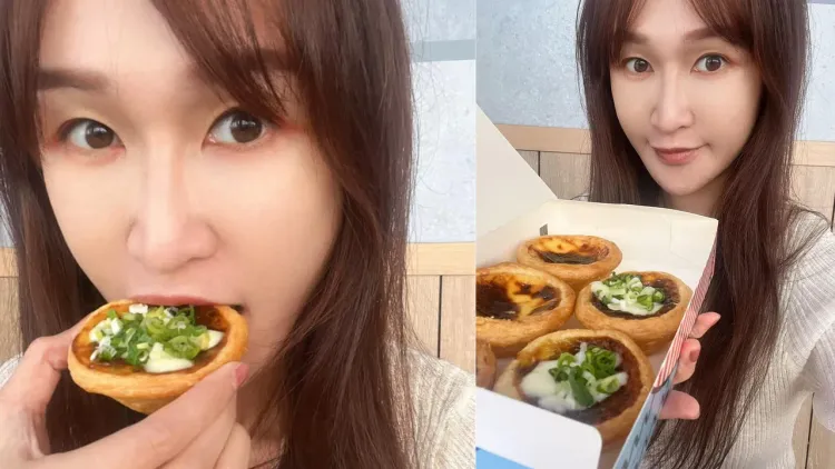 鄉民女神這樣形容「蔥花皮蛋蛋撻」。翻攝臉書「黃瓊慧 桃園觀察日記」