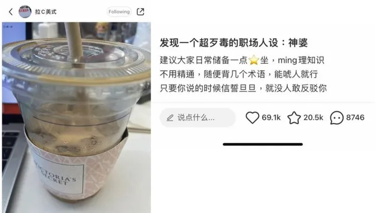 Lac在「小紅書」上分享自己的職場人設，獲得了近7萬個讚。