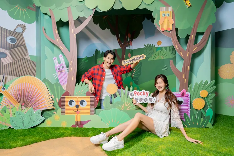 「魔幻花園」裡藏著可愛Pocky餅乾棒造型可愛小動物。格力高台灣提供