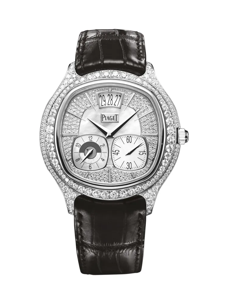 PIAGET Polo Emperador系列18K白金雙時區自動上鍊鑽石腕錶，約267萬元。品牌提供