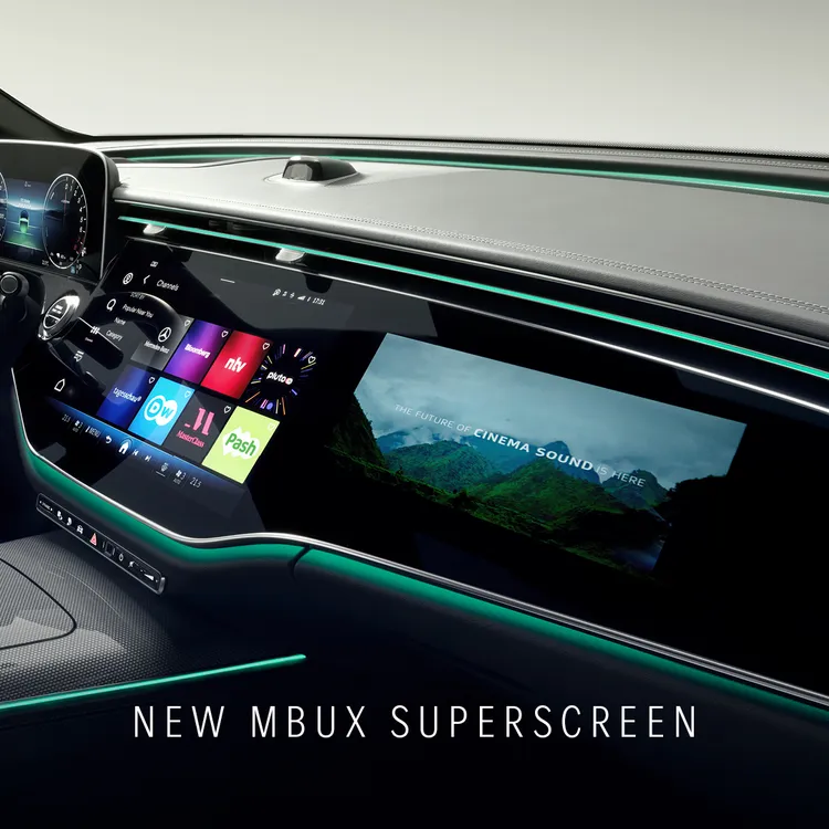 全新E-Class導入全新世代的MBUX車載系統，並可選MBUX Superscreen。原廠照片