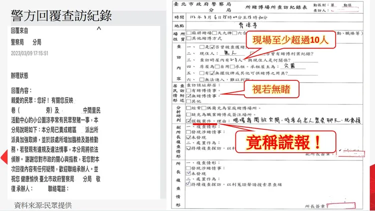 被市警局長指為敷衍的警方填報單。汪志冰提供