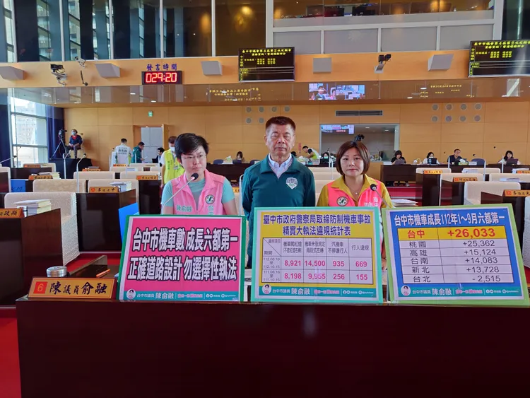 陳俞融、蕭隆澤、陳雅惠建議警方試辦取消部分兩段式左轉路段，回歸正確道路設計及標線劃設。陳俞融服務處提供