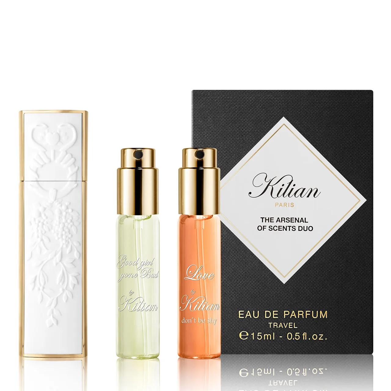 沉醉慾望雙經典旅行組,包含7.5ml狂野淑女淡香精、7.5ml Love, Don’t Be Shy淡香精、白晝聖符香氛隨身瓶,5700元。品牌提供