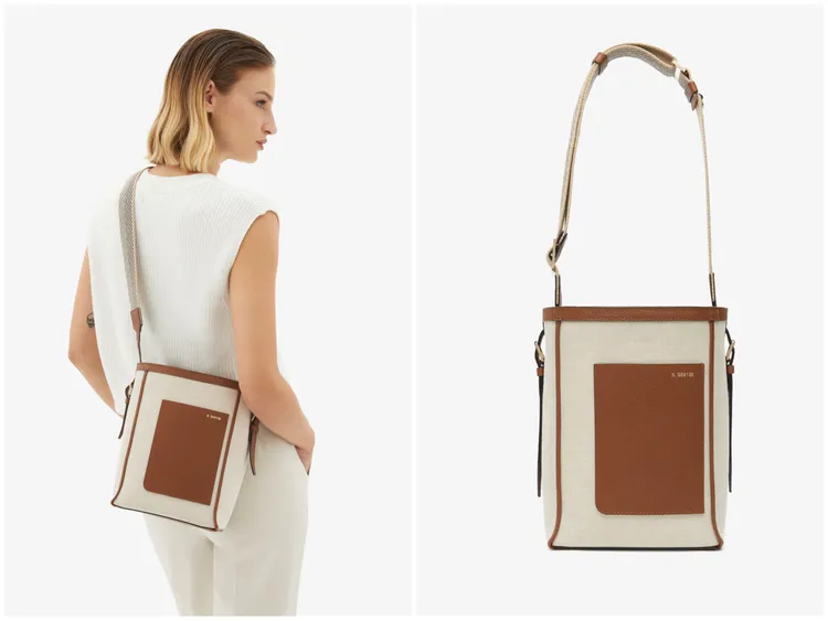 Valextra全新2024春夏系列Bucket Canvas包款。品牌提供