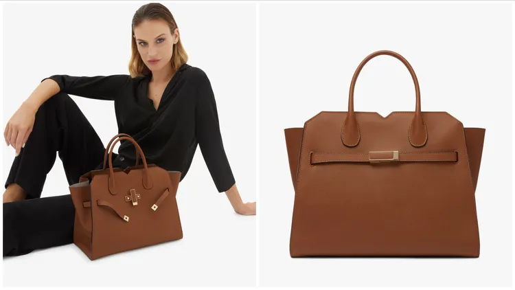 Valextra 2024春夏Milano Medium棕色包款。品牌提供