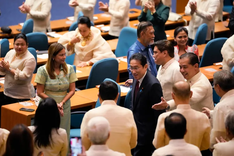 日本首相岸田文雄在菲律賓國會發表演說。美聯社