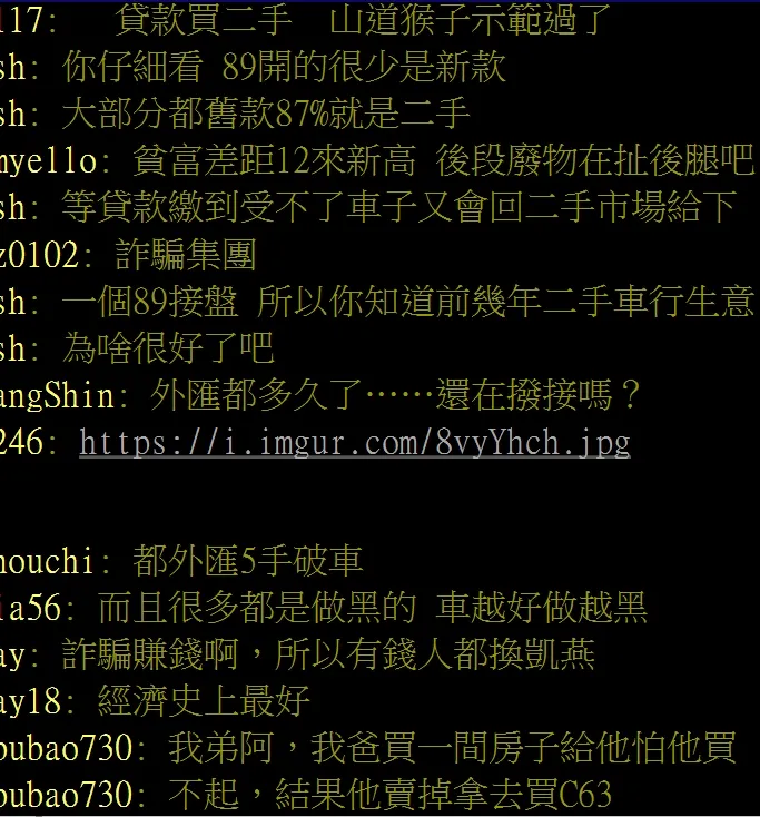 鄉民指出，路上大部分雙B都是二手車。翻攝自論壇PTT