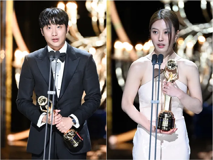 洪士彬（左圖）、高旻示獲頒男女新人獎。翻攝朝鮮體育