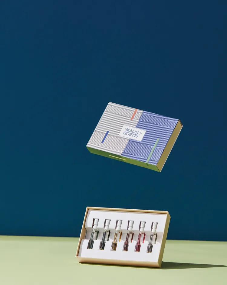 (MALIN+GOETZ)限量香氛體驗組，包含麻草、皮革、蘭姆酒、佛手柑、岩蘭草、草莓6香氣，2ml*6／900元。品牌提供