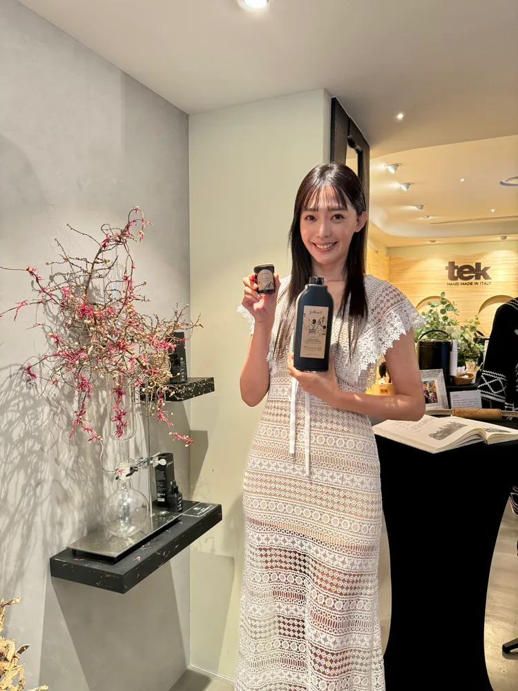 王心恬表示跟隨品牌上山到部落「有種越來越接近神的感覺」。張家玲攝