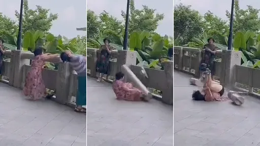 大媽神力?徒手扯斷石頭護欄 官不認豆腐渣:你不拉它就不會掉