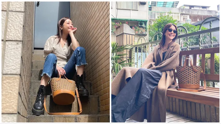 謝欣穎沐浴在陽光之下真正「曬」美包。品牌提供