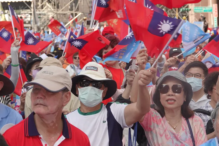 現場藍營支持者。江孟謙攝