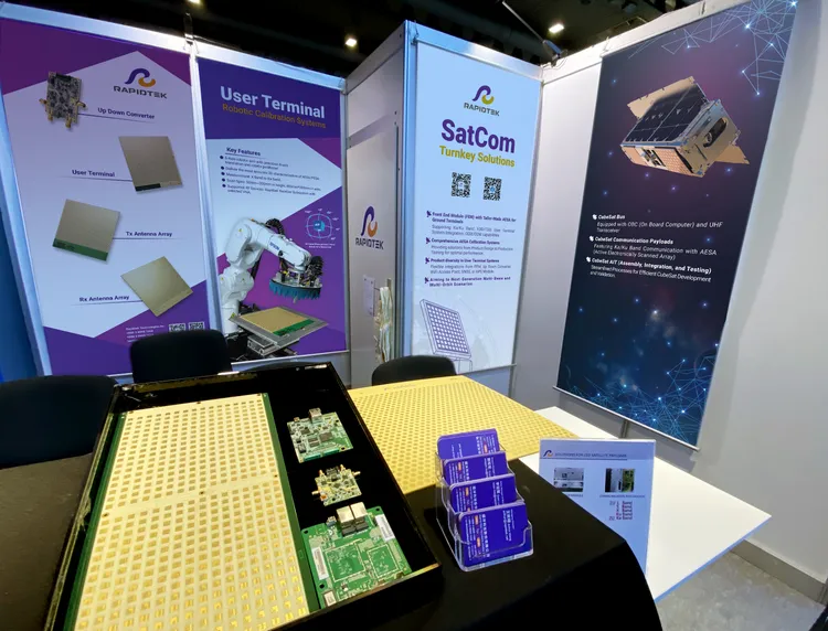 鐳洋科技展示衛星通訊整合方案。業者提供