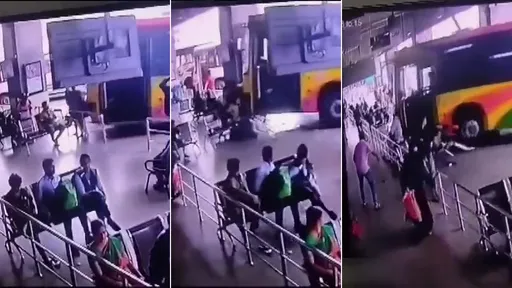 驚悚影片｜公車等接客「突然暴衝進車站內」　3人慘被輾死