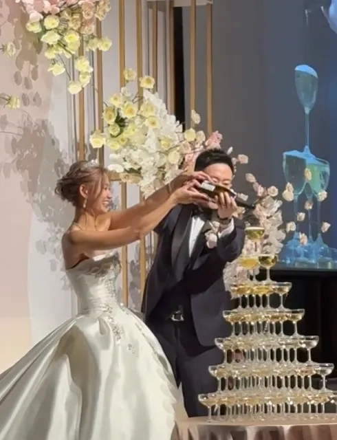 林知蔚和盧芃宇婚禮充滿浪漫氣氛。翻攝自賴薇如IG。翻攝自賴薇如IG