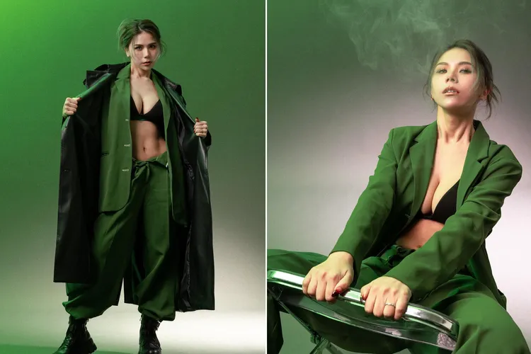 蕾菈聖誕節不當聖誕女郎，改穿綠色帥氣西裝。取自蕾菈IG