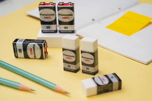 經典電池造型橡皮擦只送不賣!買Panasonic鹼性電池送Pentel紀念橡皮擦