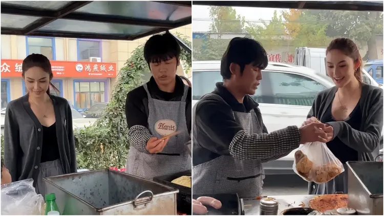 網友發現「周餅倫」搭檔的女網紅，簡直是昆凌翻版，兩人形同平價版周董夫妻。翻攝自臉書「爆廢公社二館」