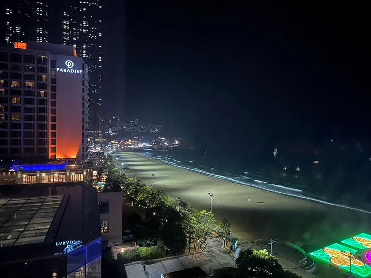 飯店窗外夜晚景色。陳怡文攝