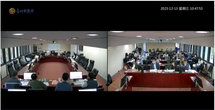 北市議會法規會今審議競選廣告辦法。翻攝議會直播畫面