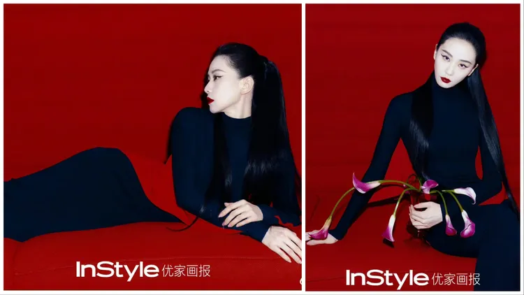 劉詩詩換穿FERRAGAMO貼身洋裝散發高冷氣息。翻攝劉詩詩微博