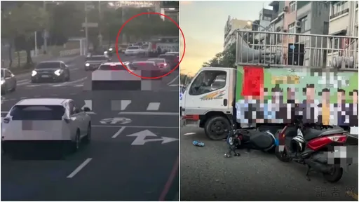 賴清德宣傳車大迴轉害2機車撞噴2傷 網譏:果然2