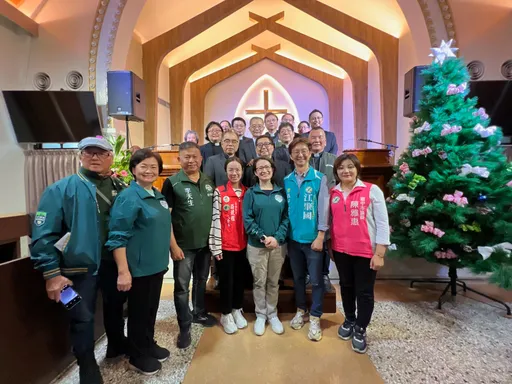 蕭美琴台中輔選江肇國參訪教會　盼世界能看見台灣