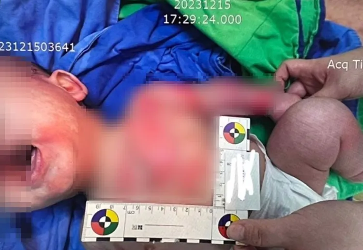 男嬰燒燙傷傷勢極為嚴重，送醫治療尚未脫離險境。翻攝自臉書「爆料公社」